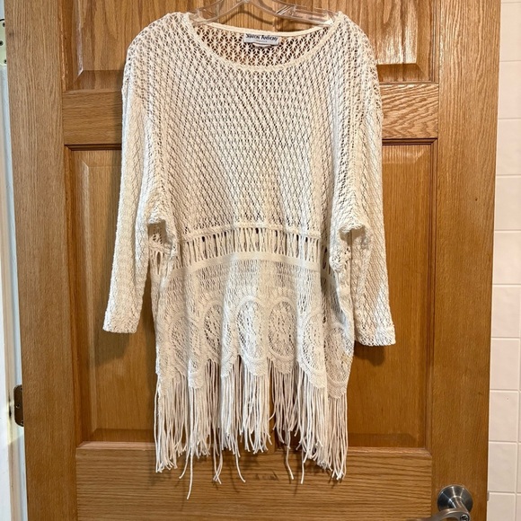 Sharon Anthony Other - Vtg Sharon Anthony Crochet Fringe Top Women’s 22W 42 BOHO Beachwear Hippie USA